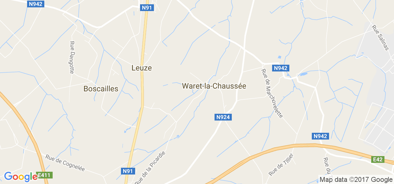 map de la ville de Waret-La-Chaussée