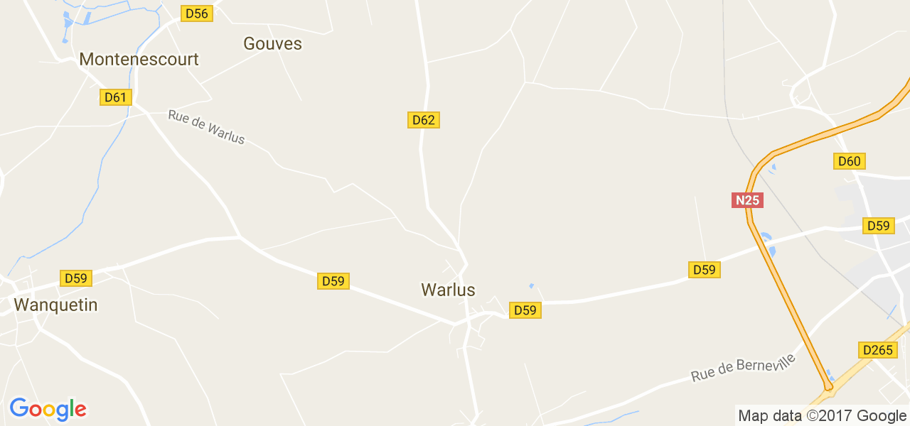 map de la ville de Warlus