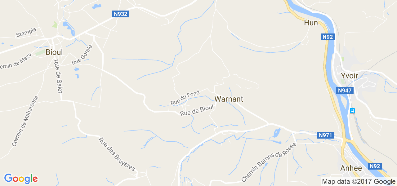 map de la ville de Warnant