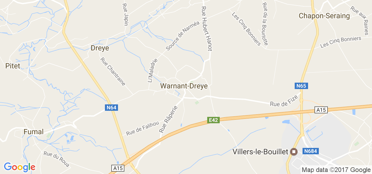 map de la ville de Warnant-Dreye