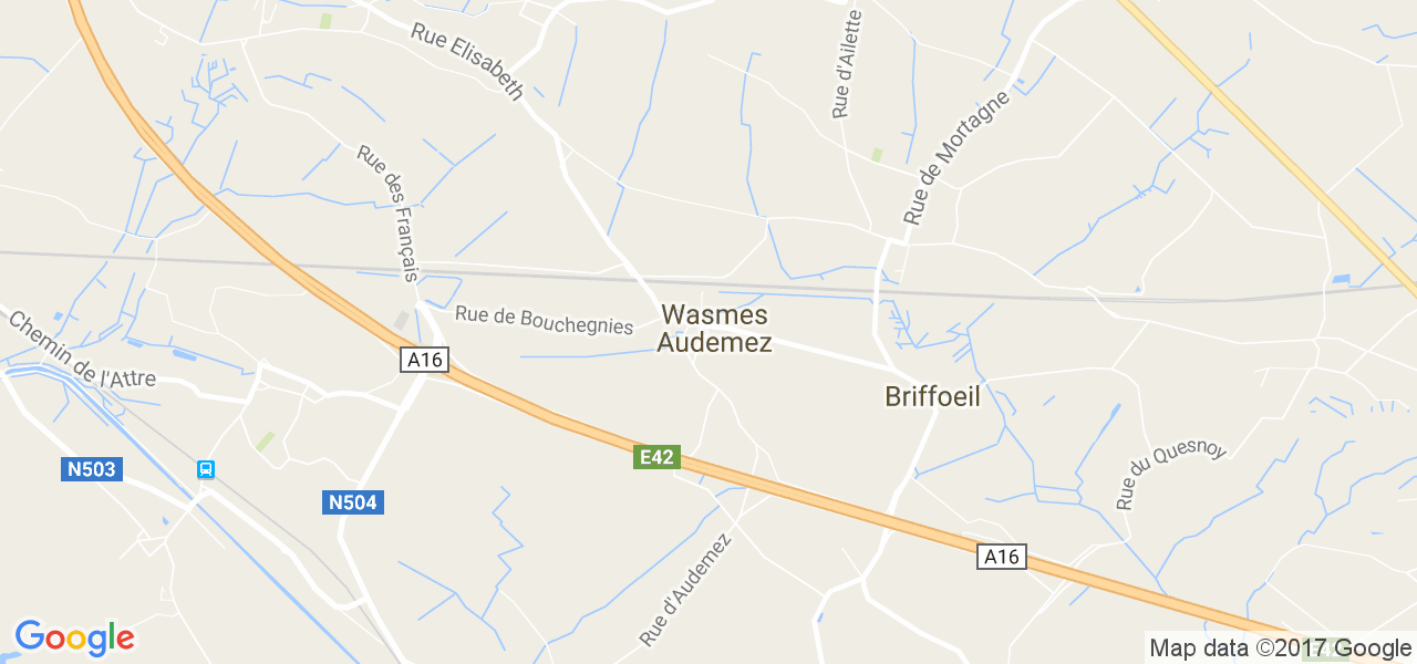 map de la ville de Wasmes-Audemez-Briffoeil