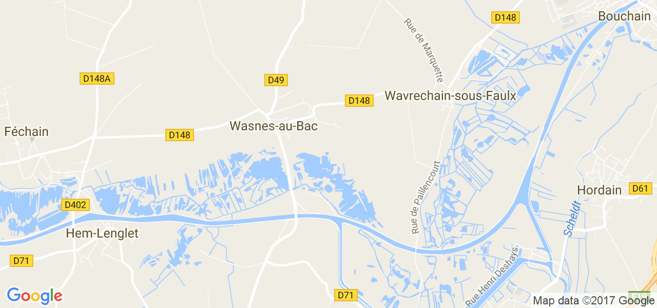 map de la ville de Wasnes-au-Bac