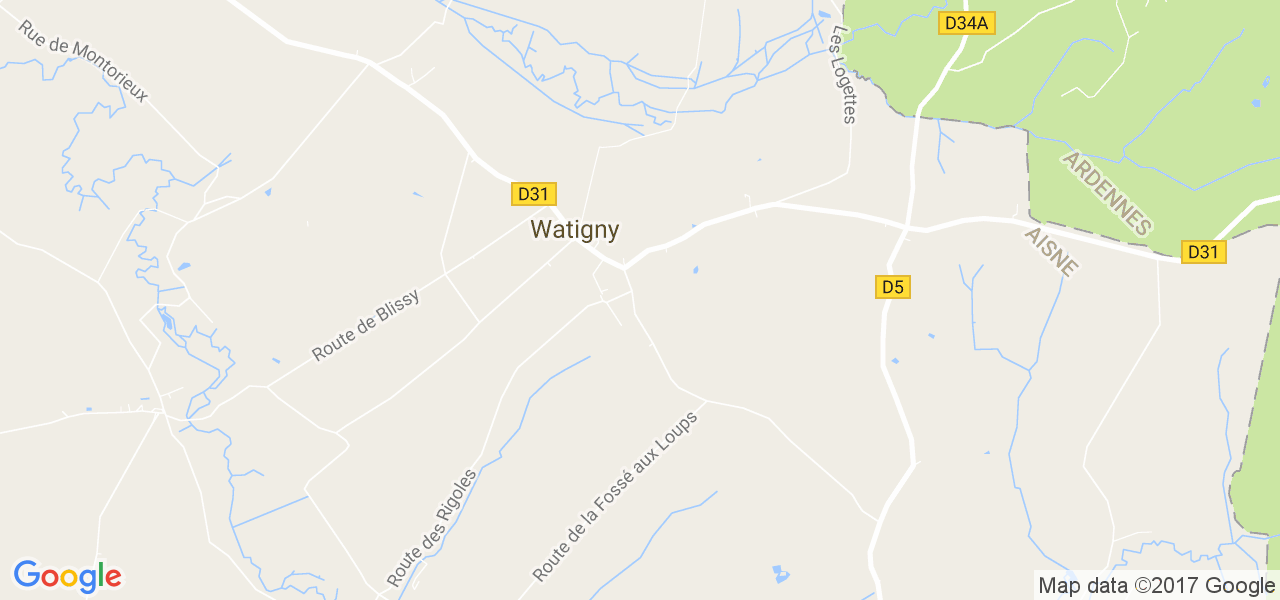 map de la ville de Watigny