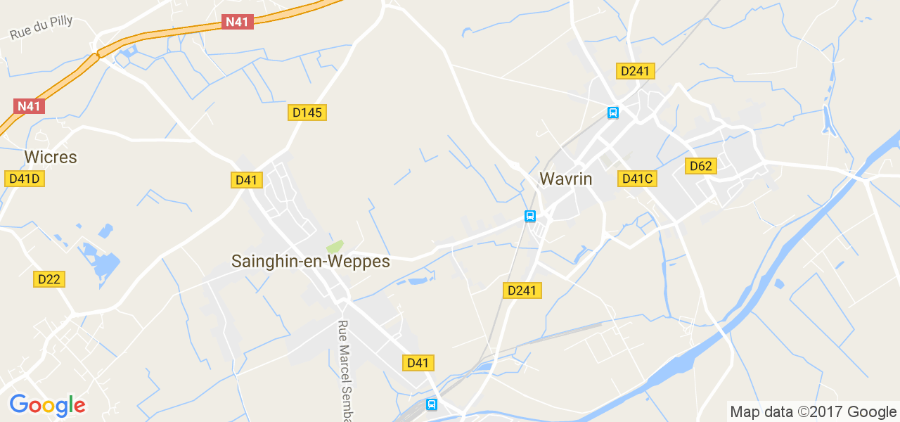 map de la ville de Wavrin