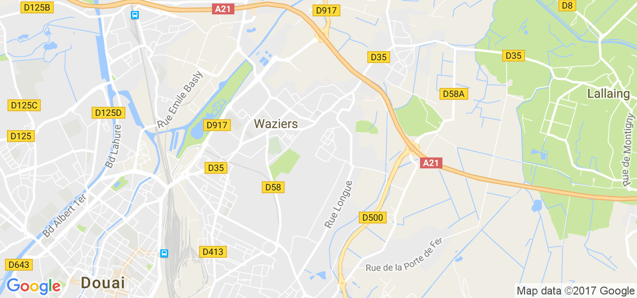 map de la ville de Waziers