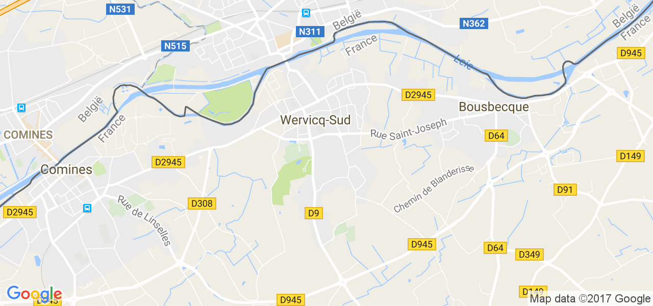 map de la ville de Wervicq-Sud