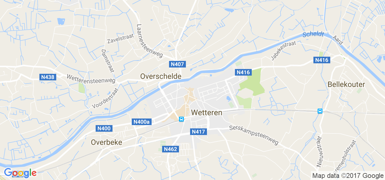 map de la ville de Wetteren