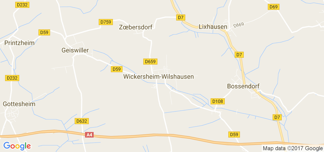 map de la ville de Wickersheim-Wilshausen