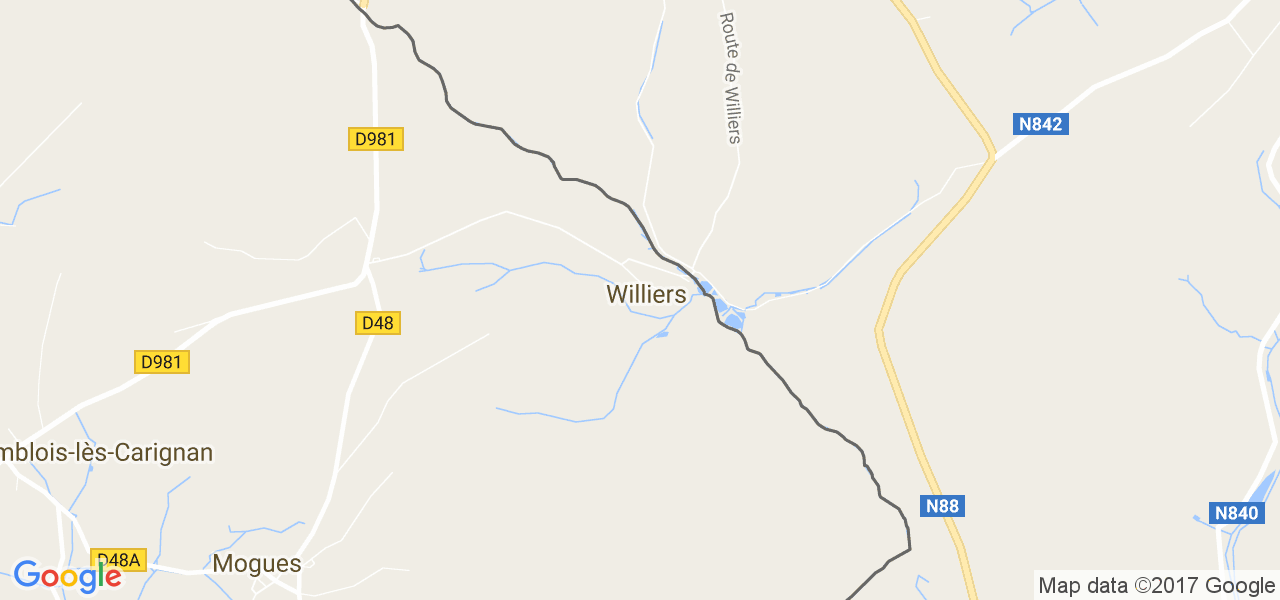 map de la ville de Williers