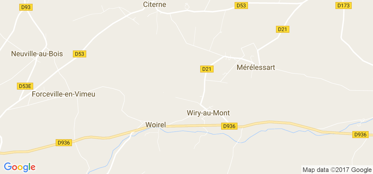 map de la ville de Wiry-au-Mont