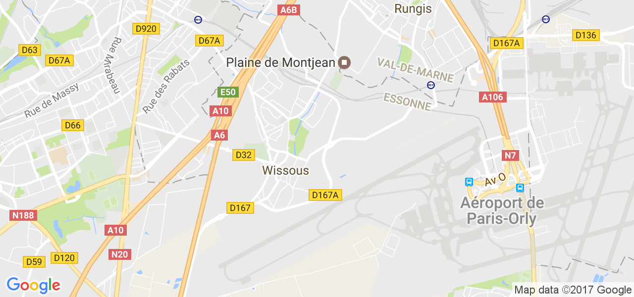 map de la ville de Wissous