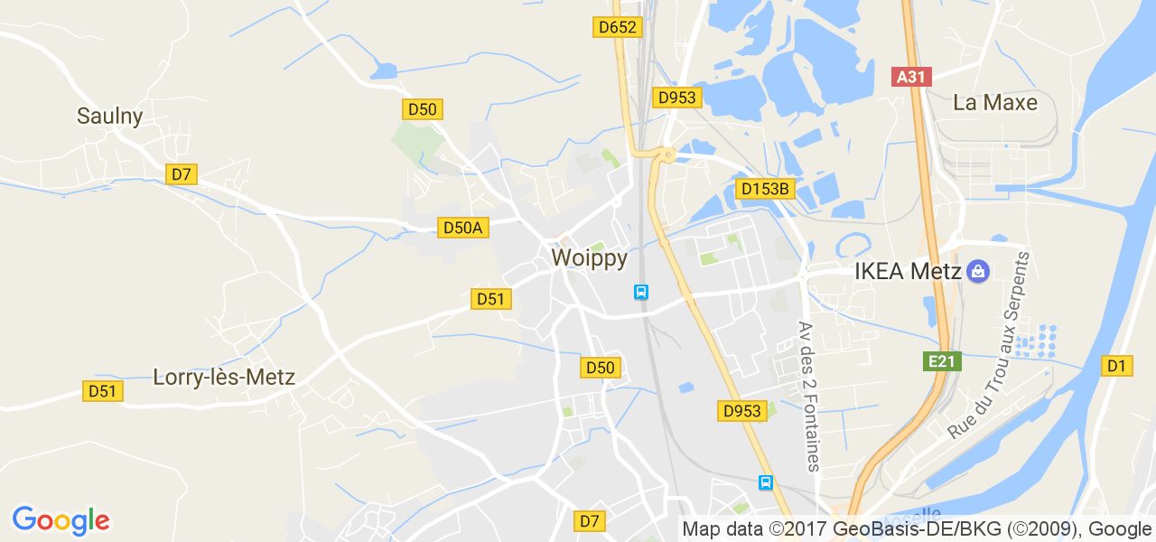 map de la ville de Woippy