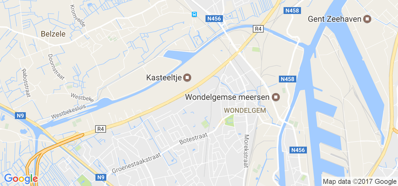 map de la ville de Wondelgem