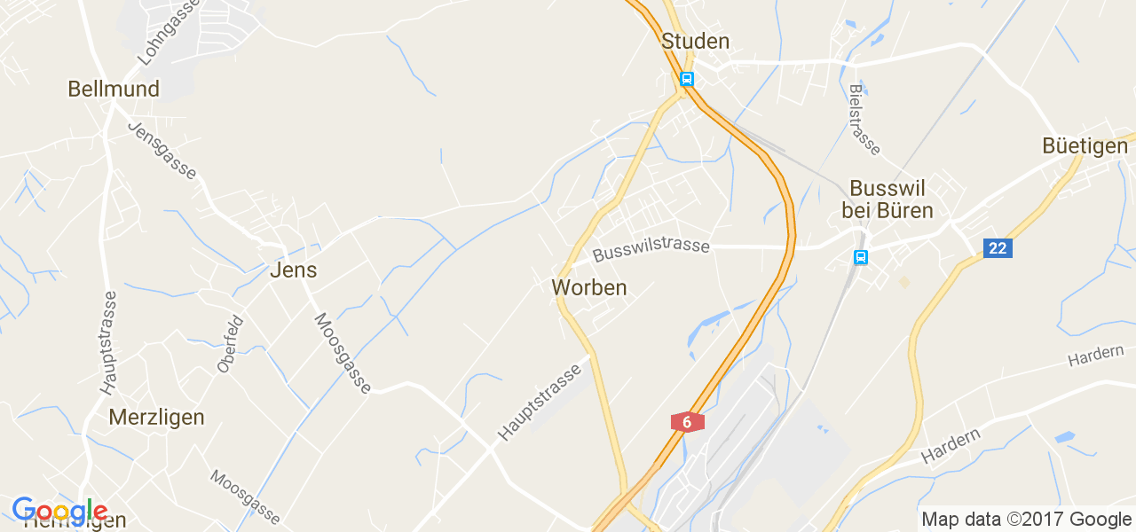 map de la ville de Worben