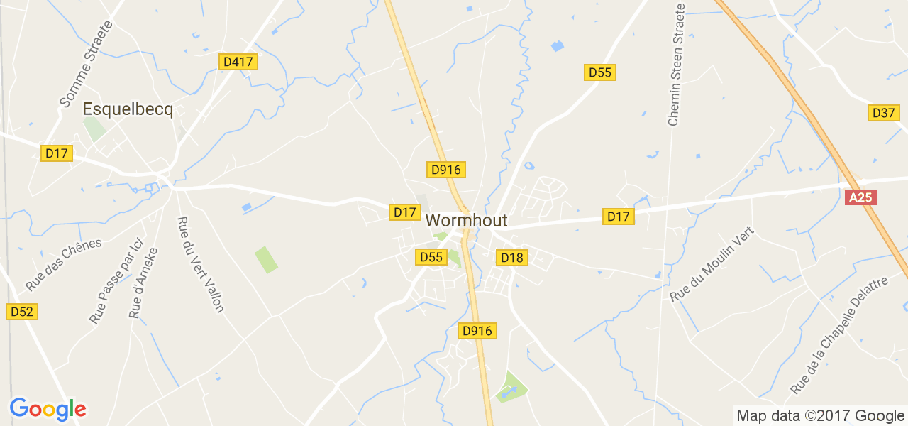 map de la ville de Wormhout