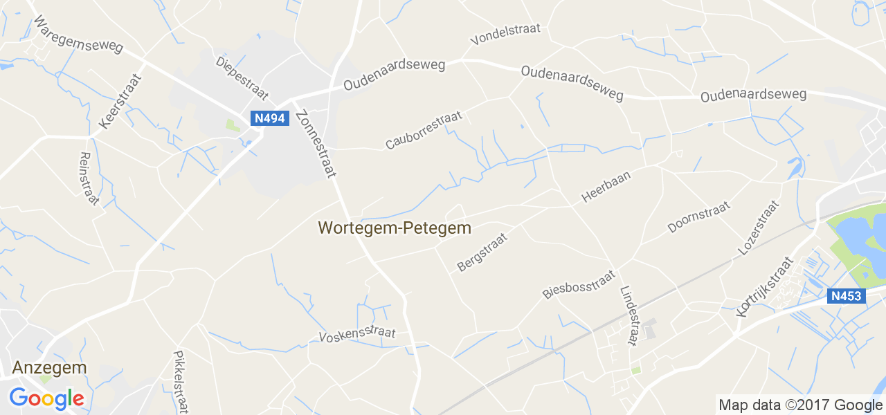 map de la ville de Wortegem-Petegem