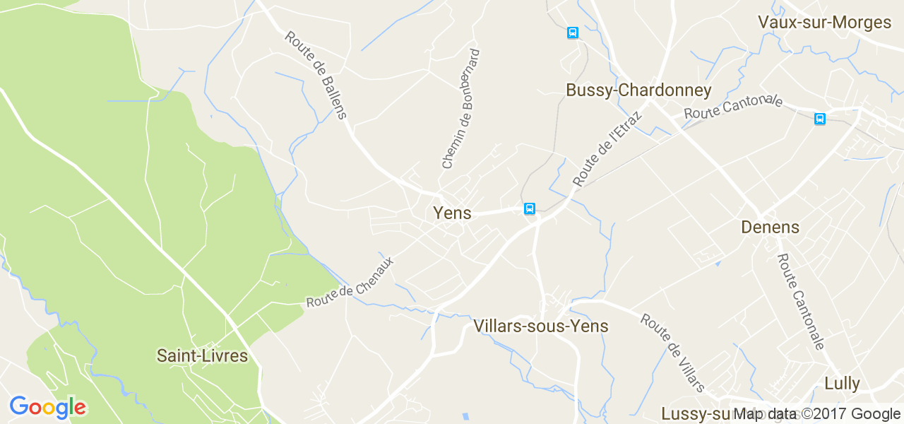 map de la ville de Yens