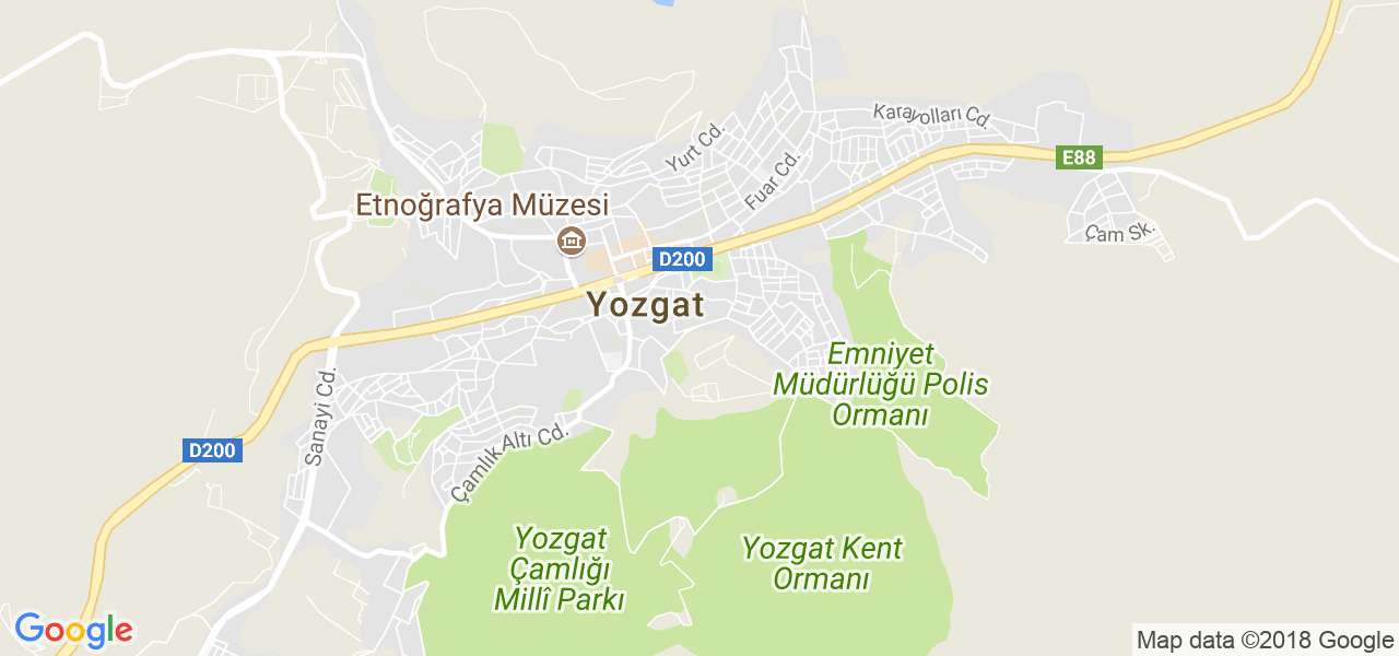 map of the city of Yozgat