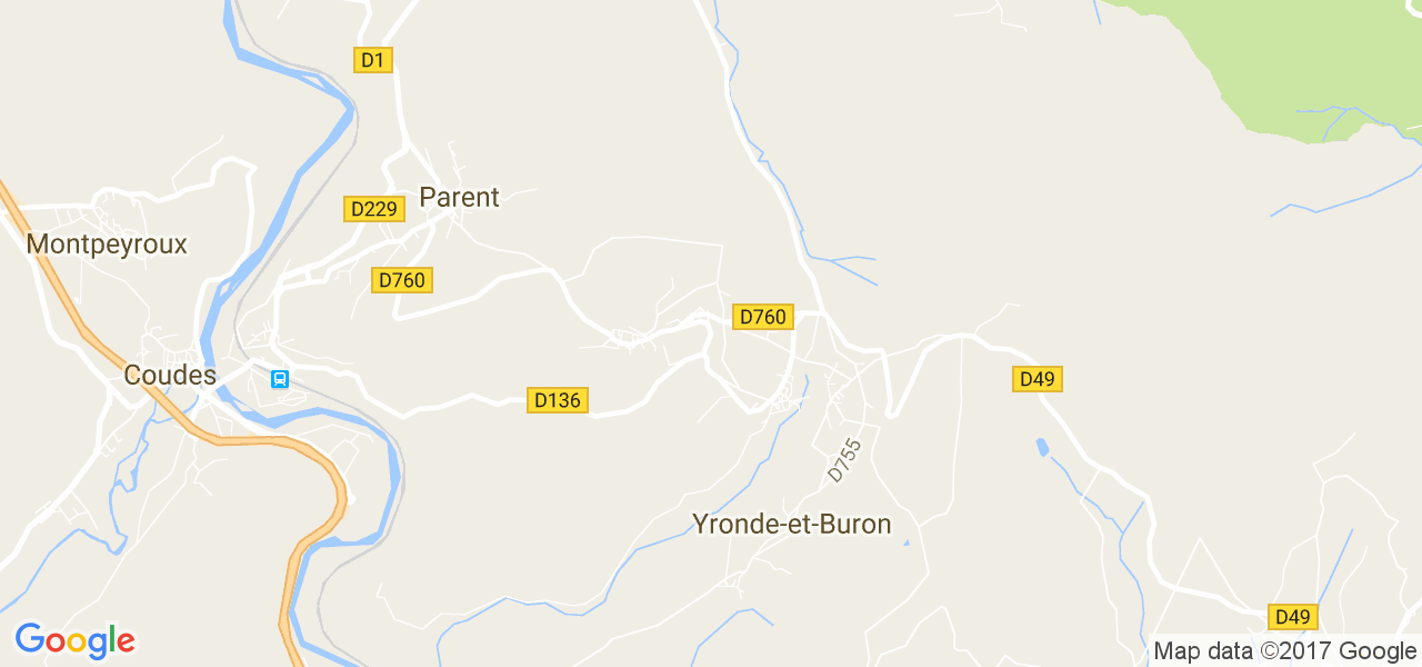 map de la ville de Yronde-et-Buron