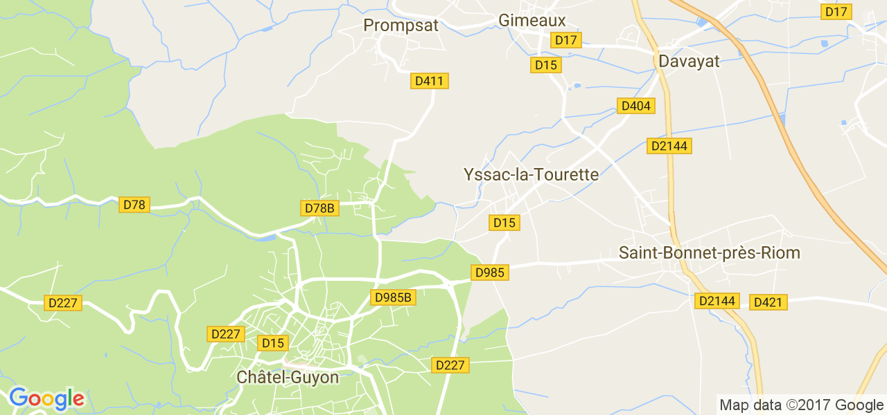 map de la ville de Yssac-la-Tourette