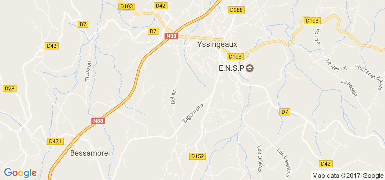 map de la ville de Yssingeaux