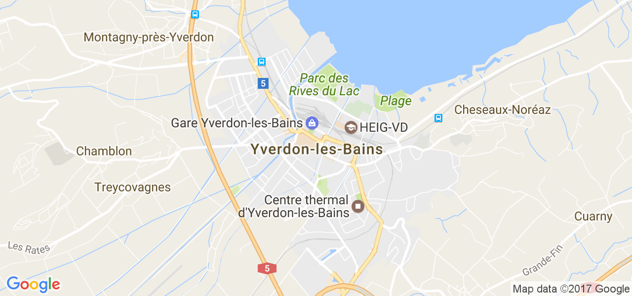 map de la ville de Yverdon-les-Bains