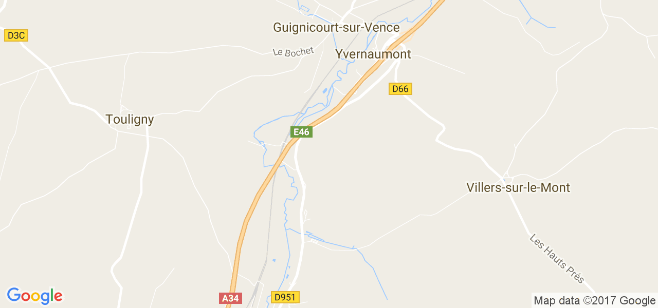 map de la ville de Yvernaumont