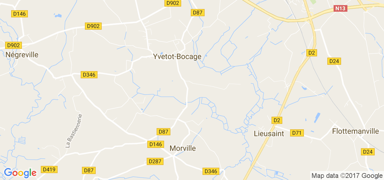 map de la ville de Yvetot-Bocage