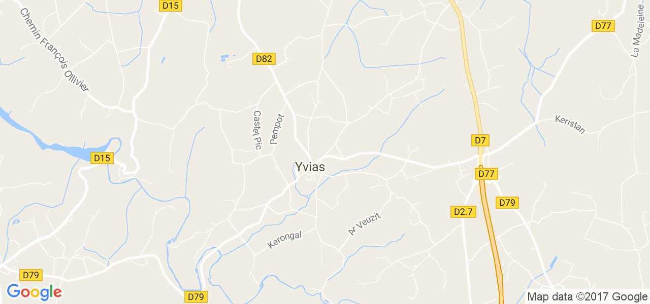 map de la ville de Yvias