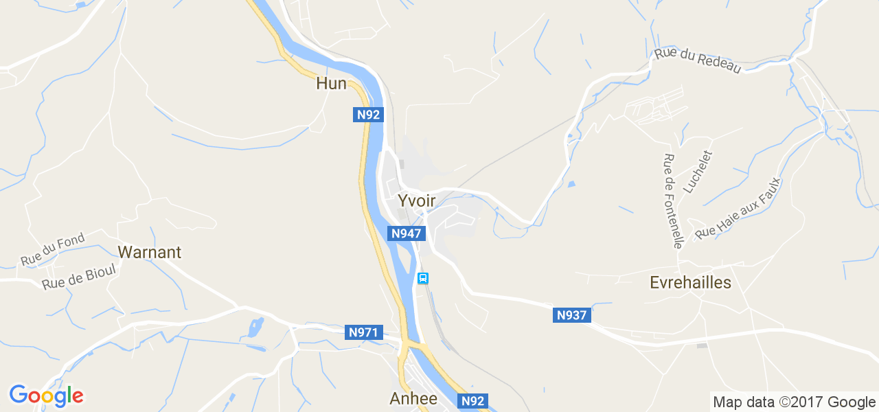 map de la ville de Yvoir