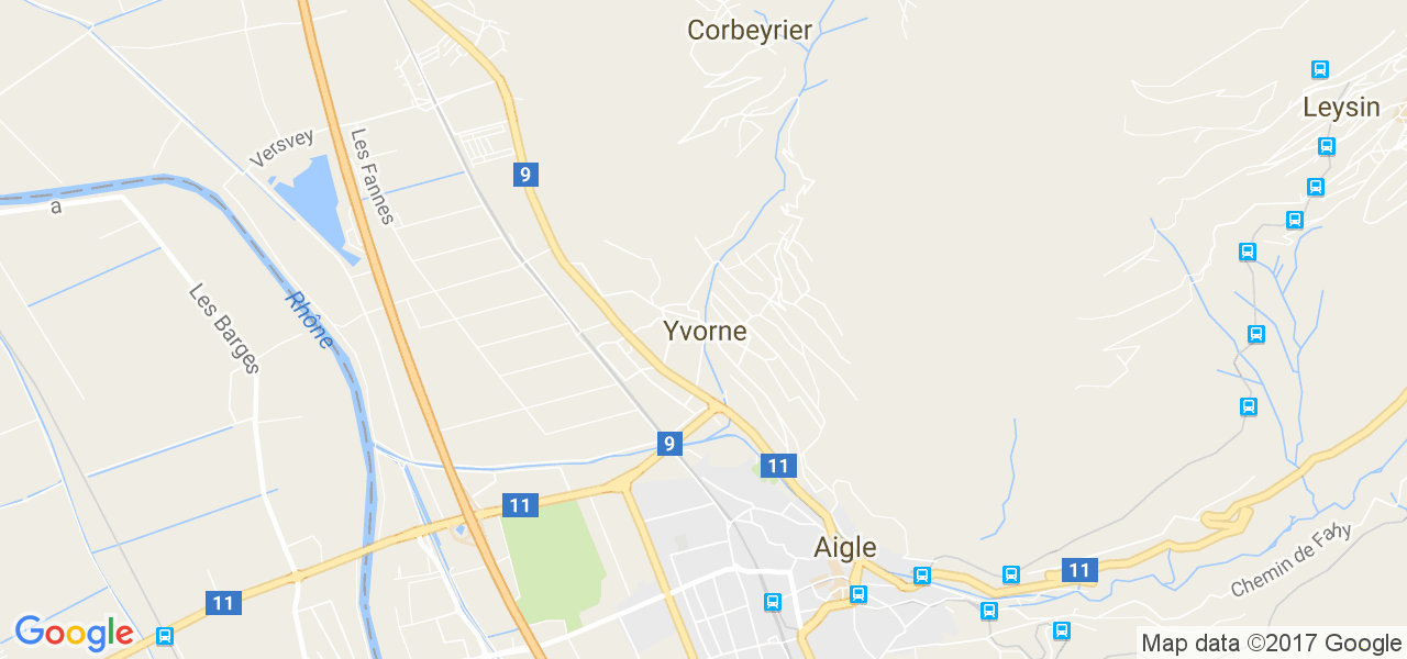 map de la ville de Yvorne