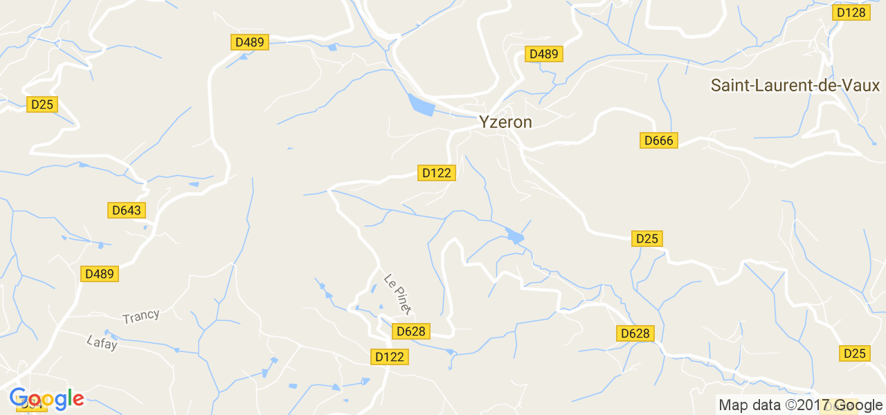 map de la ville de Yzeron