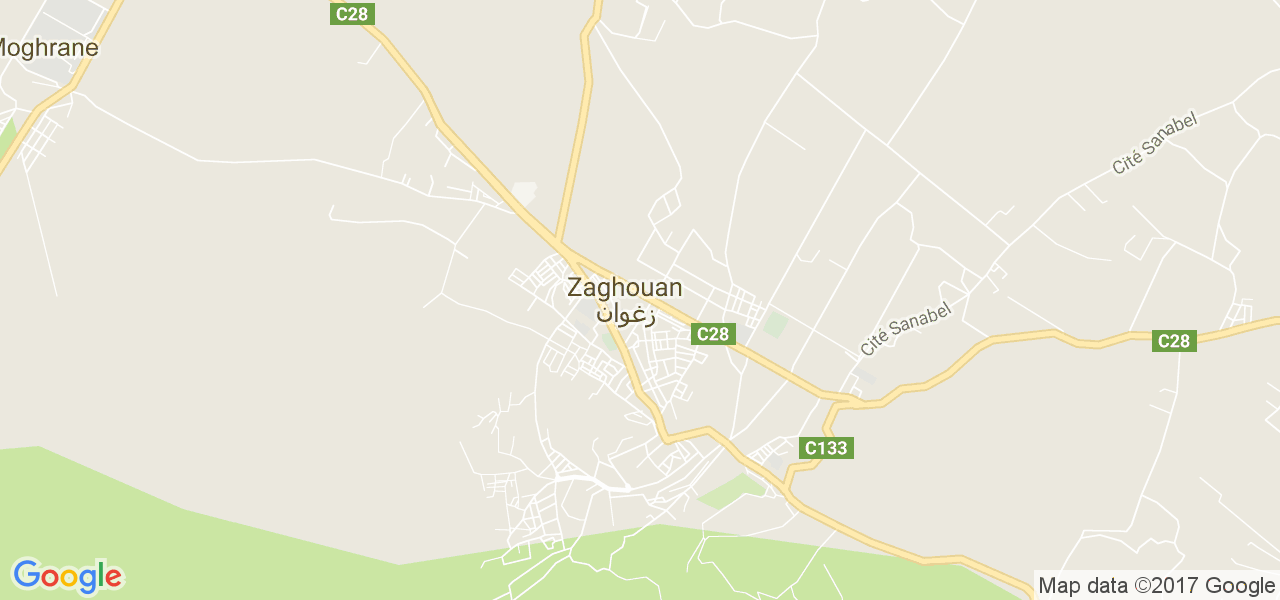 map de la ville de Zaghouan