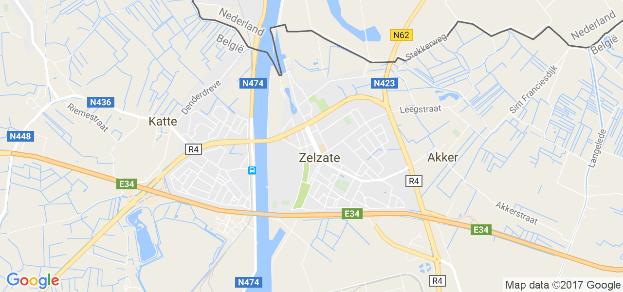 map de la ville de Zelzate