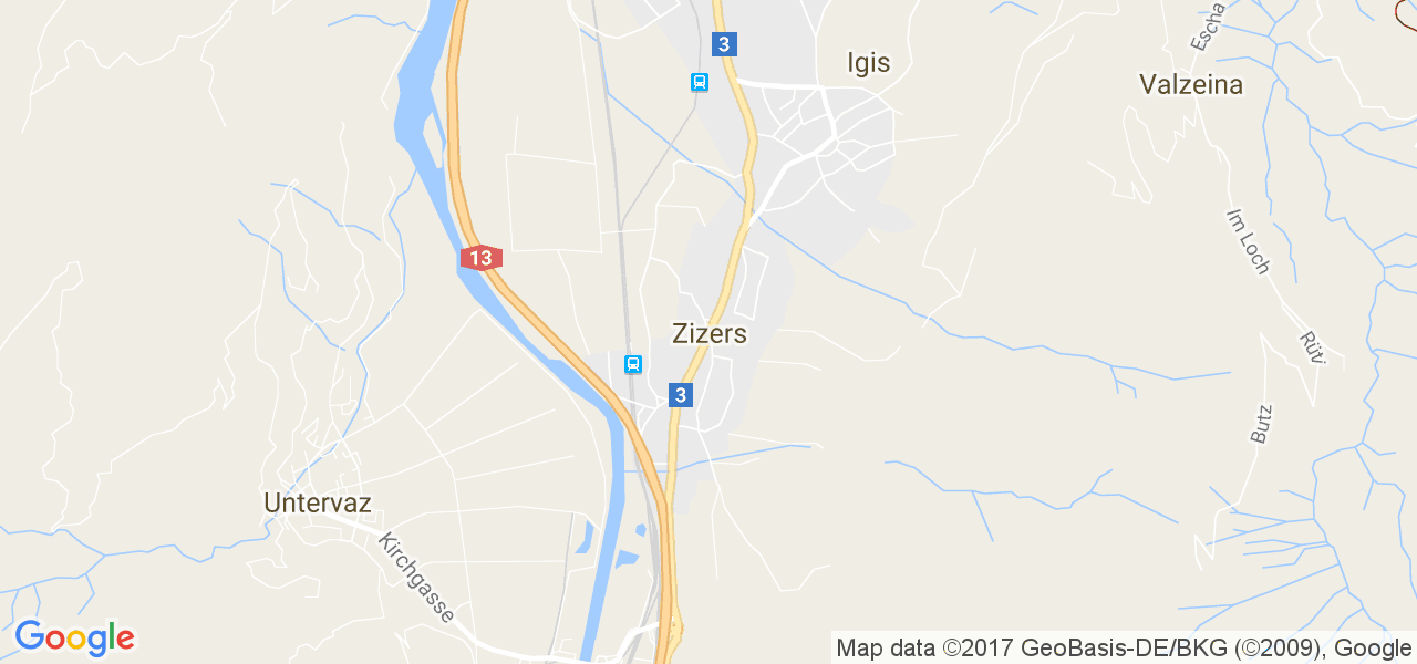 map de la ville de Zizers