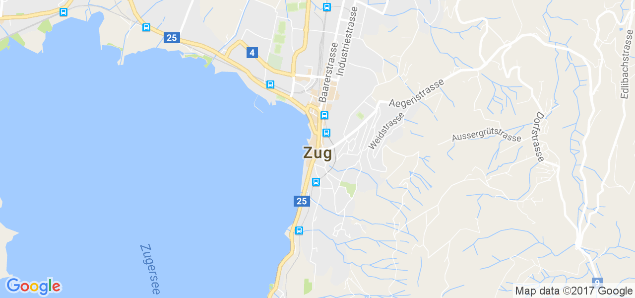 map de la ville de Zug