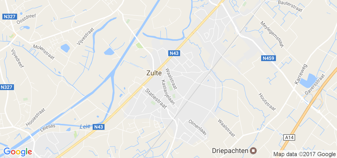 map de la ville de Zulte