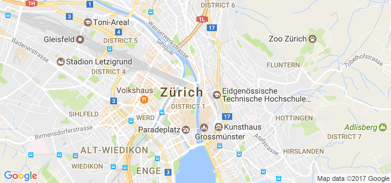 map de la ville de Zürich