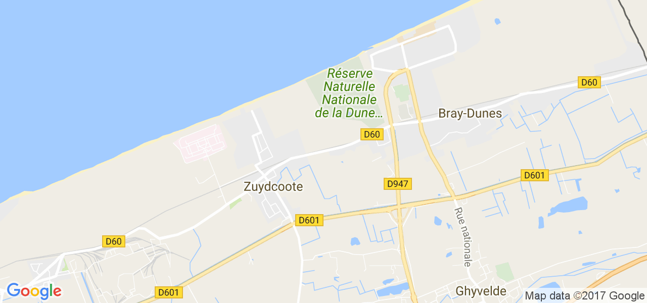 map de la ville de Zuydcoote