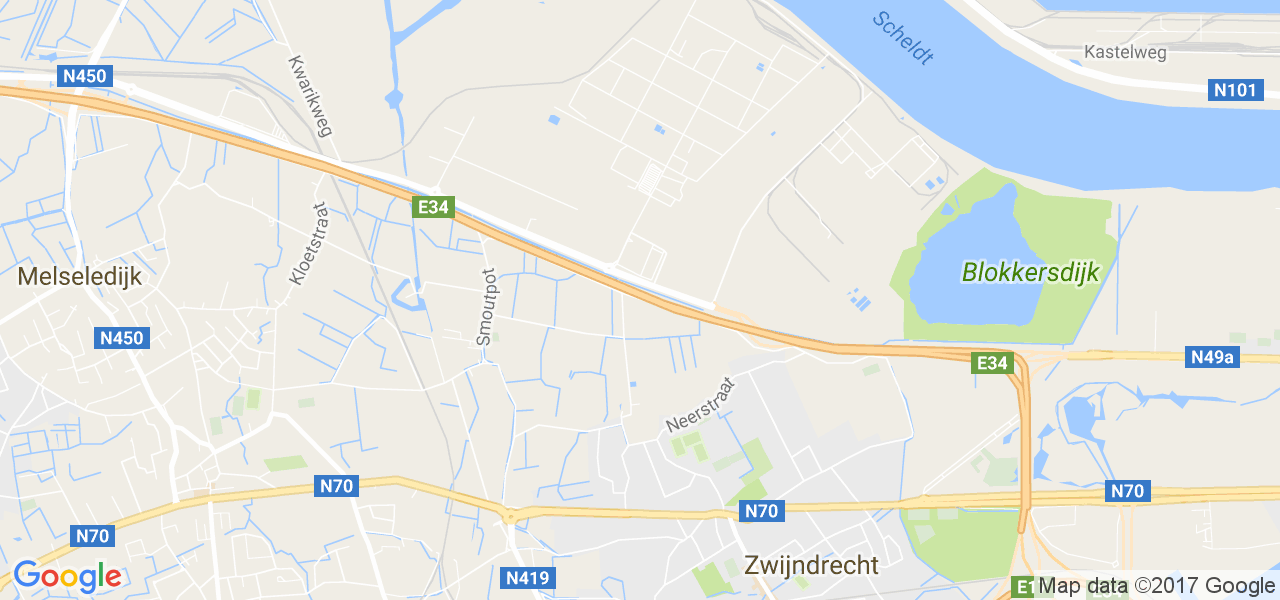 map de la ville de Zwijndrecht
