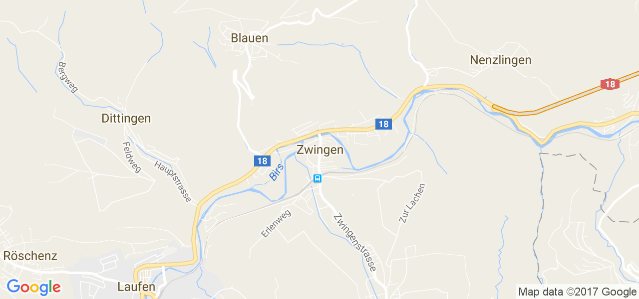 map de la ville de Zwingen